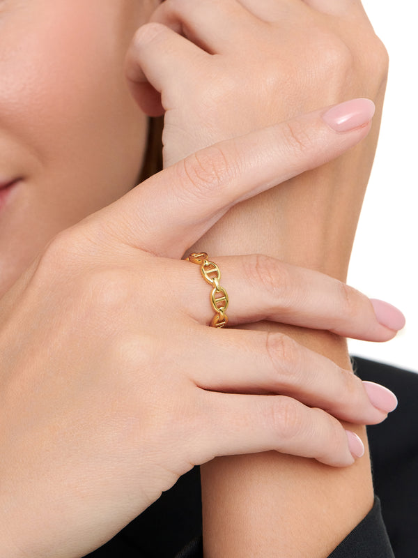 Mariner Link Ring in Rhodium Plated Sterling Silver