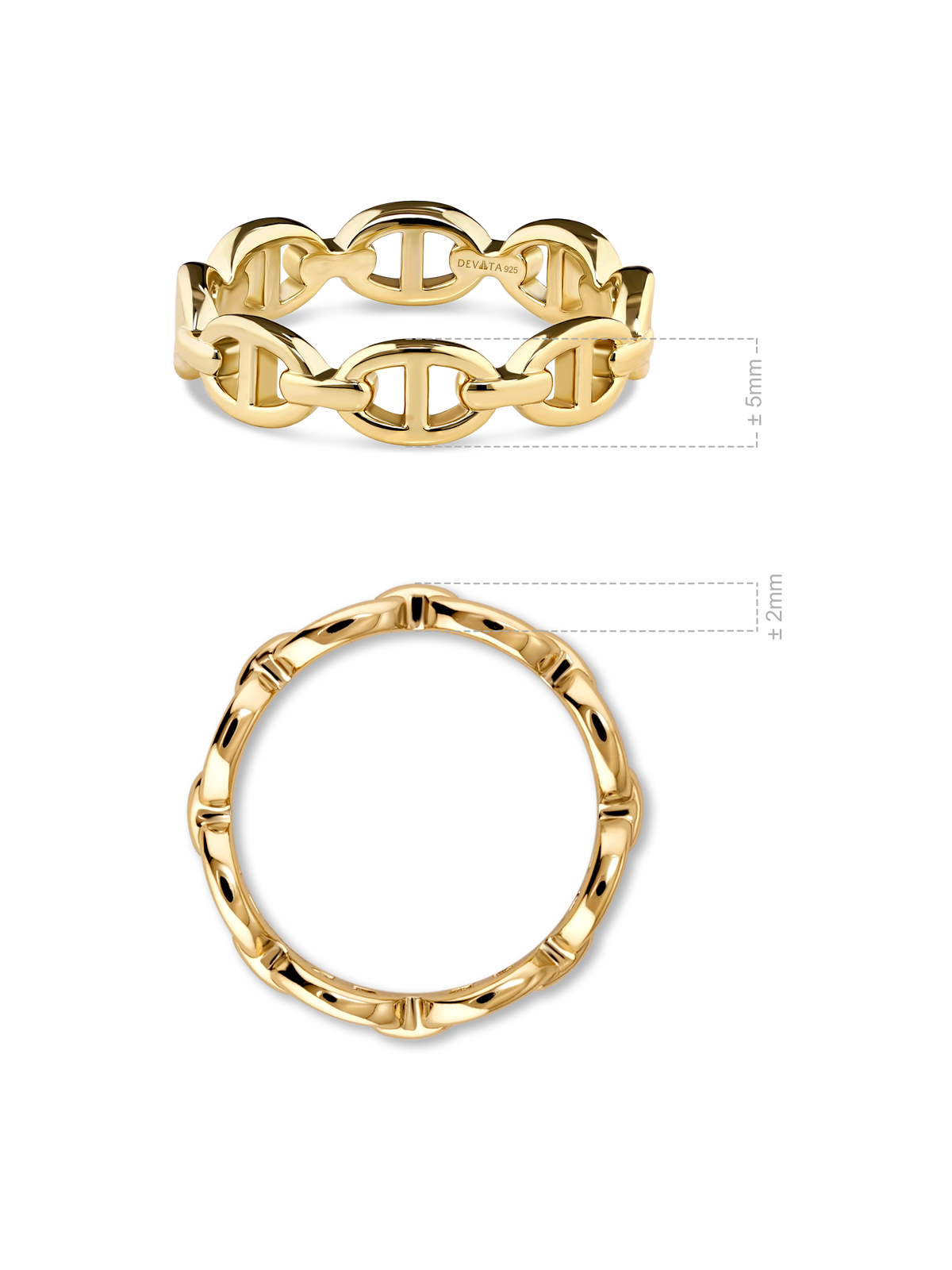 DEVATA Mariner Link Ring in Gold Plated Sterling Silver