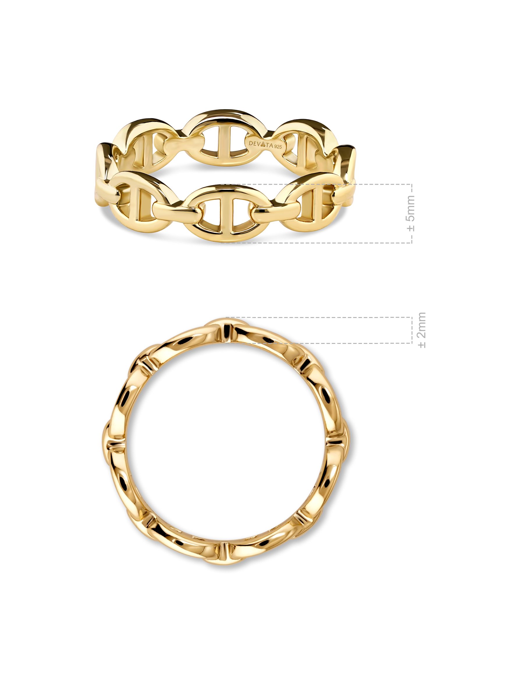 DEVATA Mariner Link Ring in Gold Plated Sterling Silver