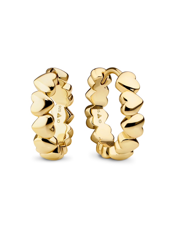 Sweet Heart Hoop Earrings in Gold Plated Sterling Silver