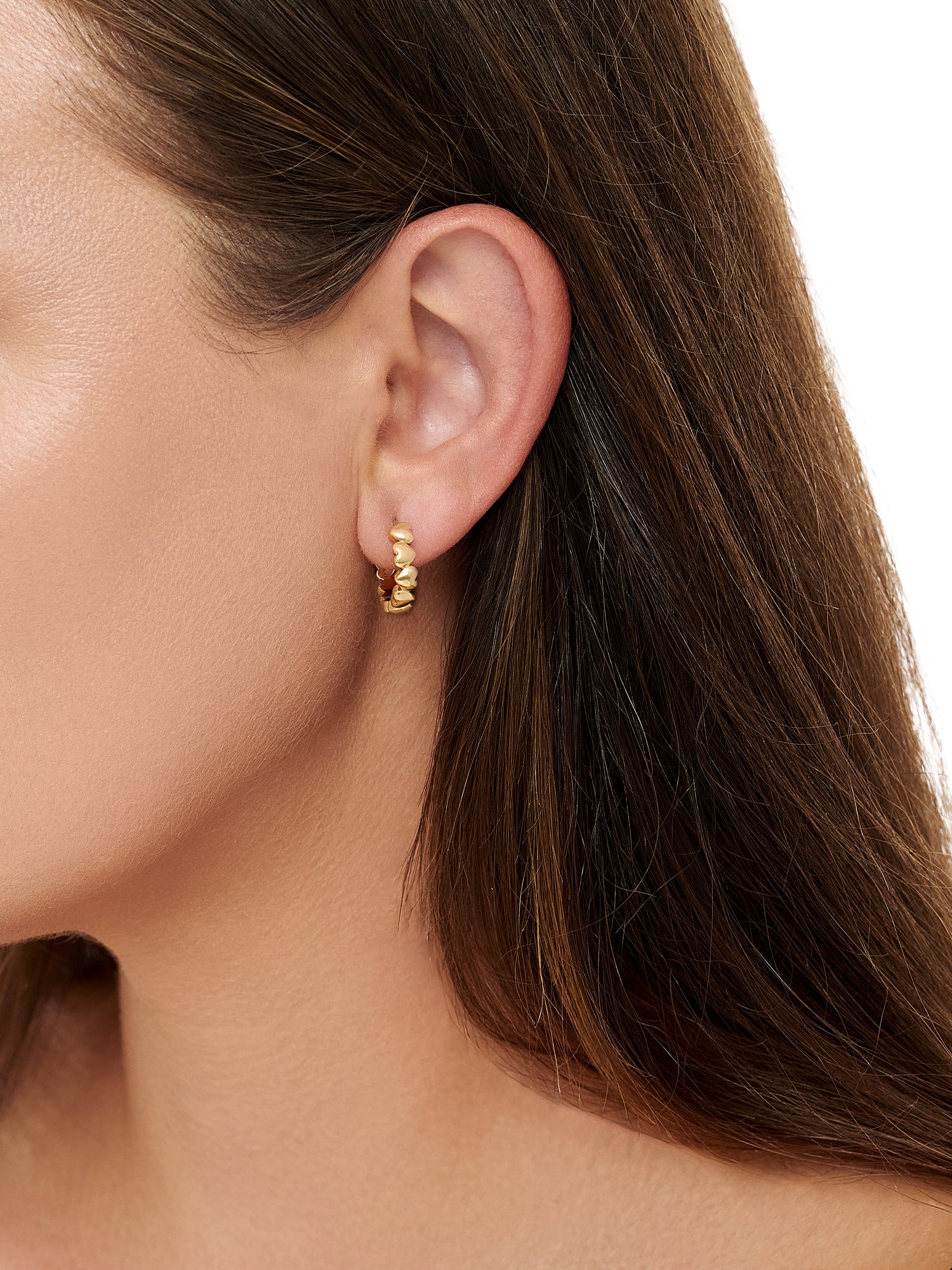 Sweet Heart Hoop Earrings in Gold Plated Sterling Silver