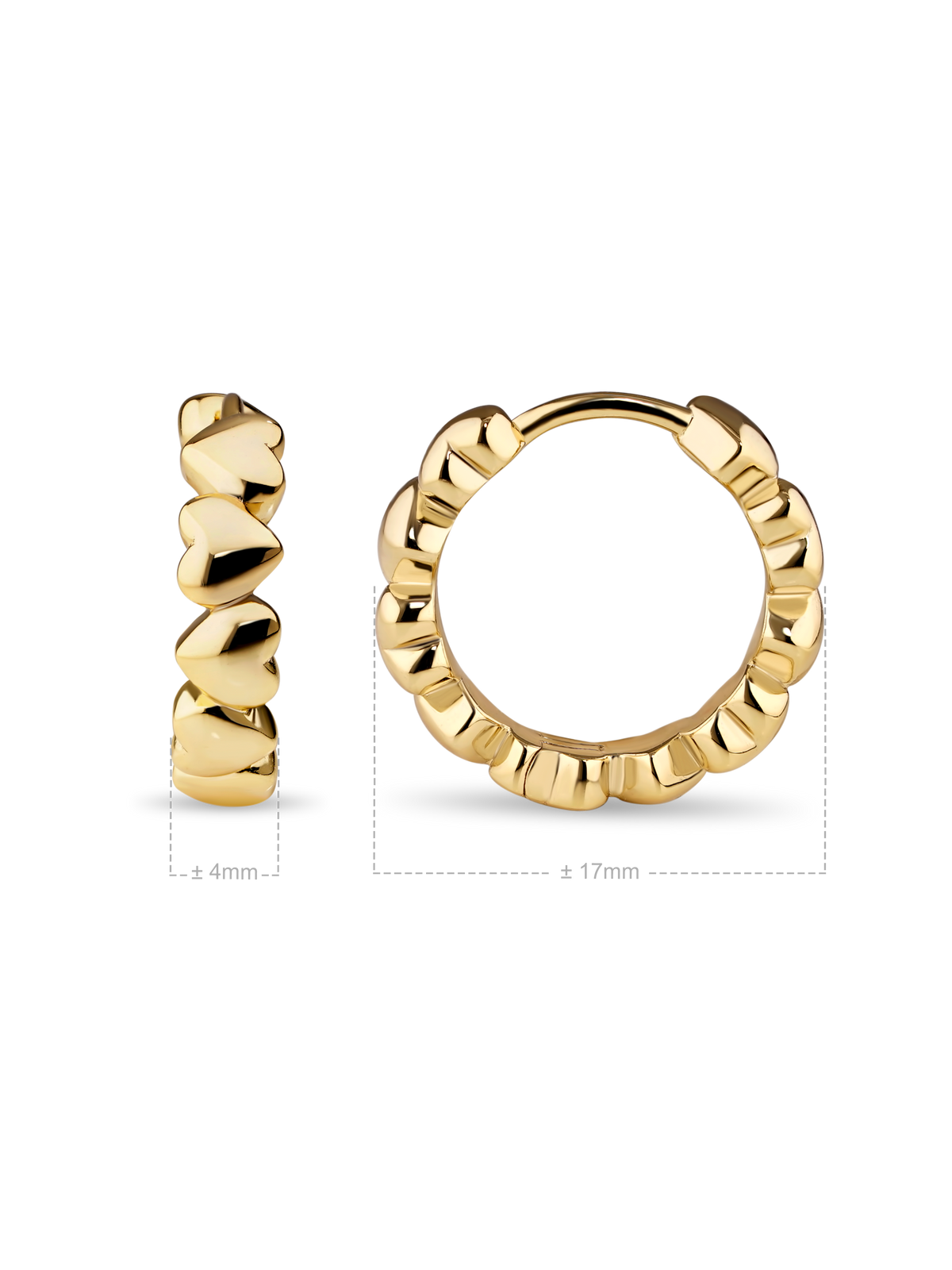 Sweet Heart Hoop Earrings in Gold Plated Sterling Silver