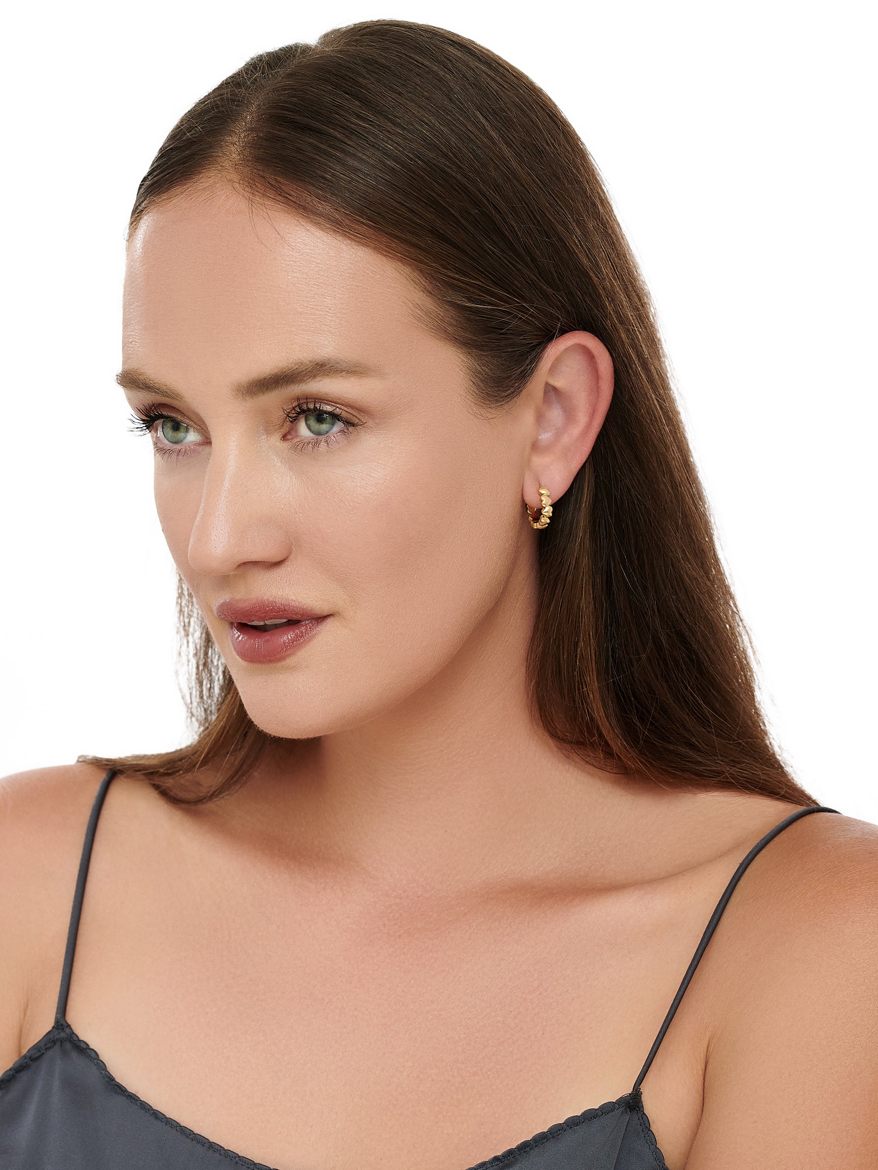 Sweet Heart Hoop Earrings in Gold Plated Sterling Silver