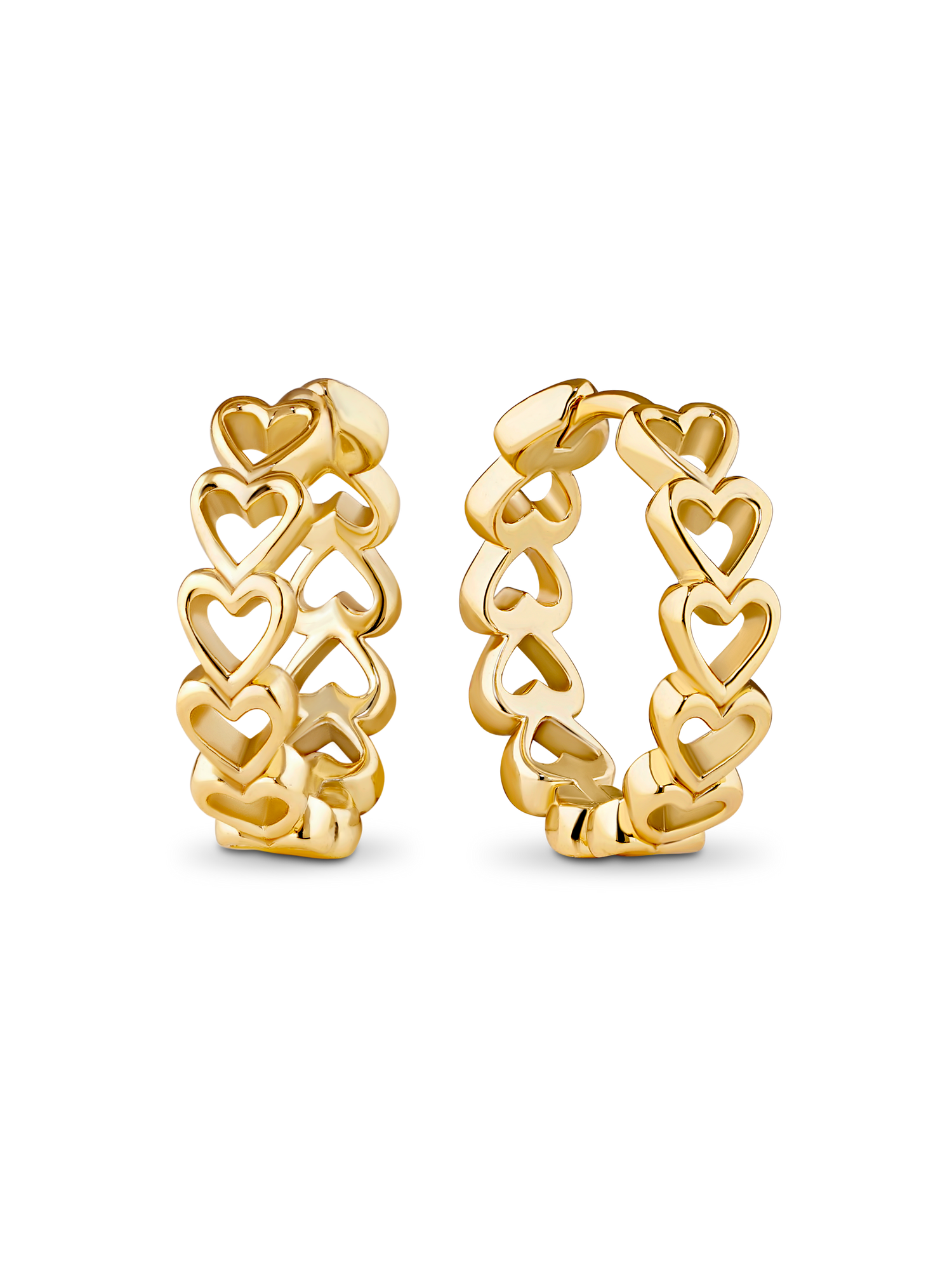 Open Heart Hoop Earrings in Gold Plated Sterling Silver
