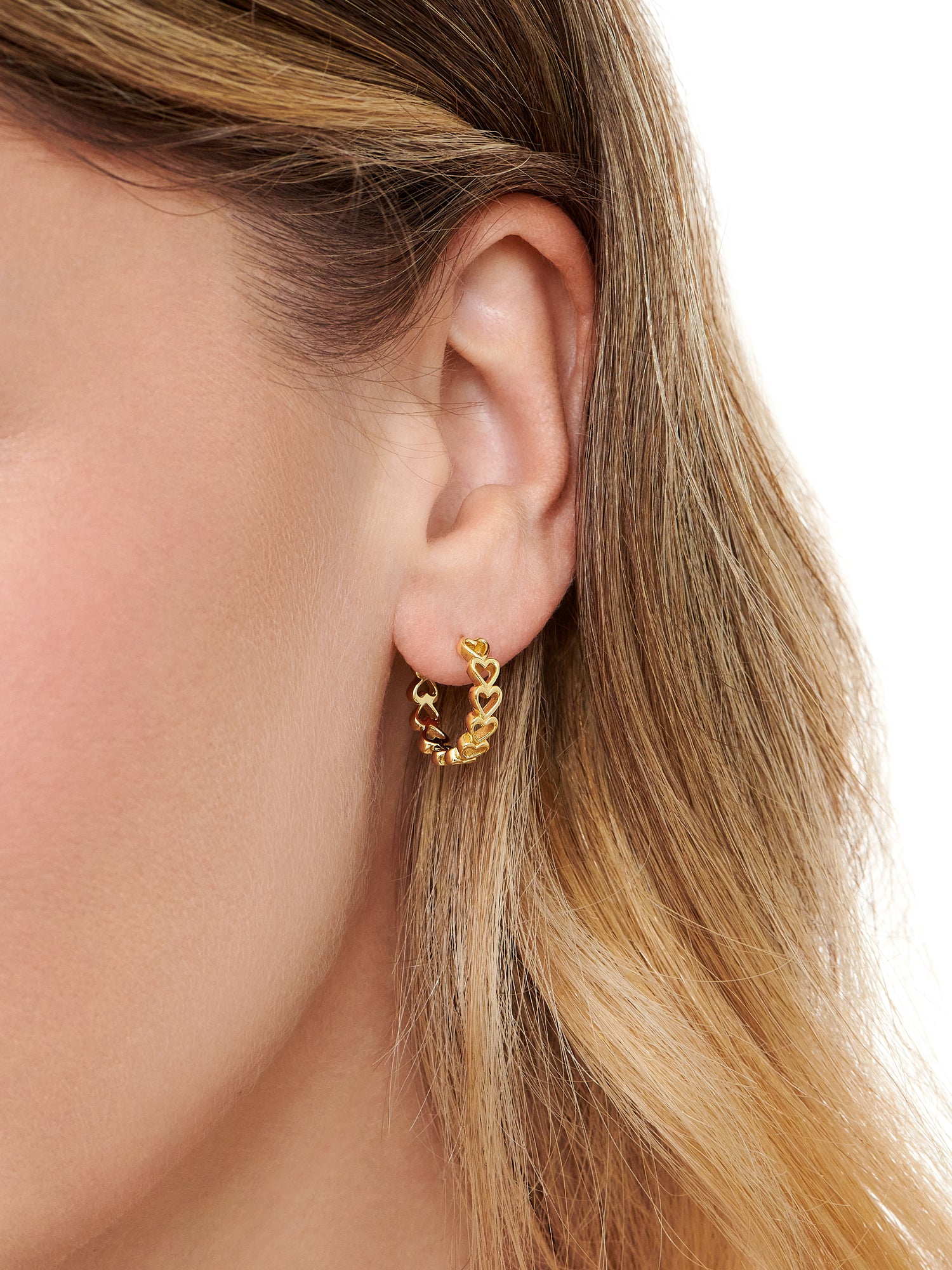 Open Heart Hoop Earrings in Gold Plated Sterling Silver