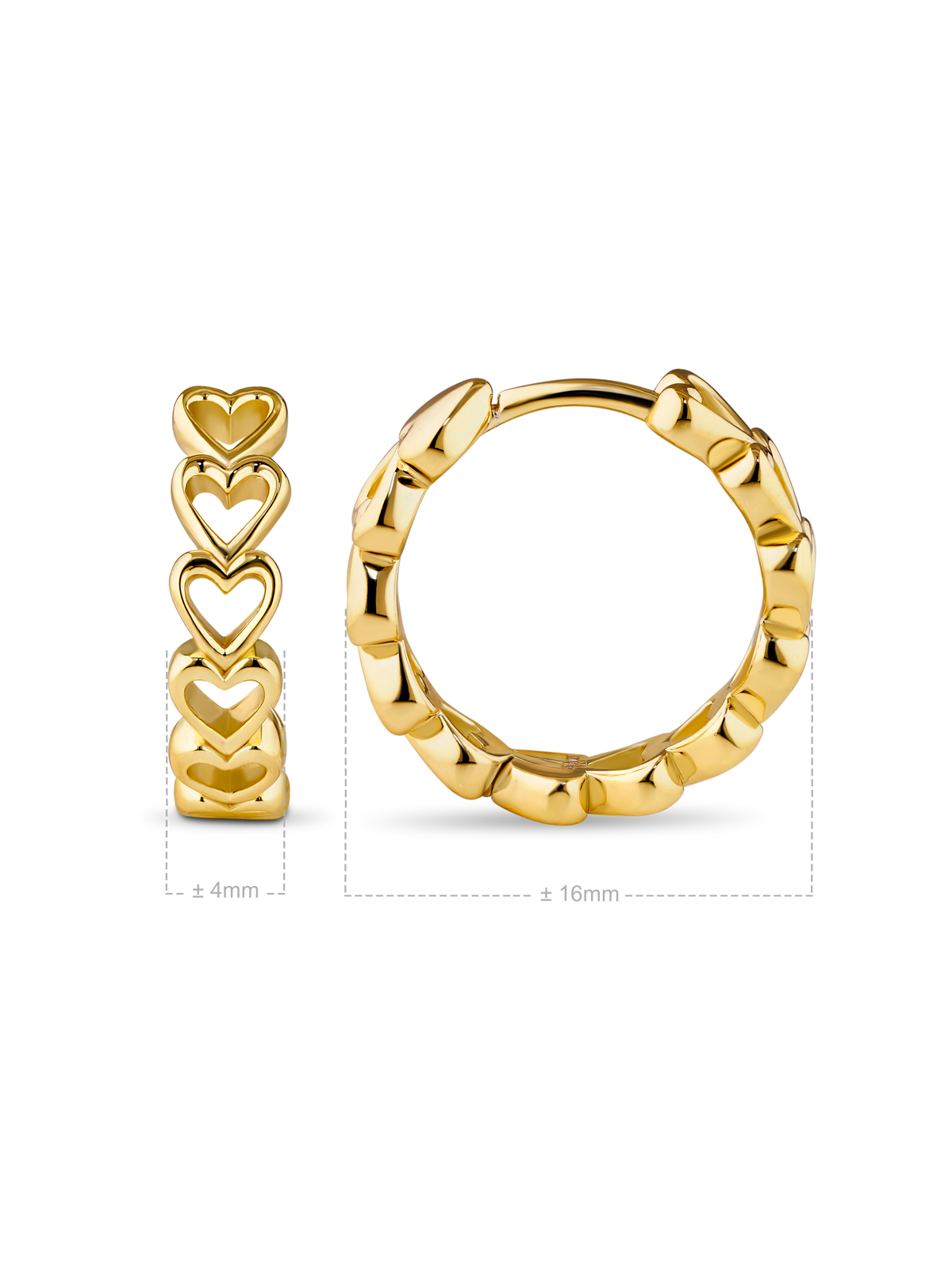 Open Heart Hoop Earrings in Gold Plated Sterling Silver