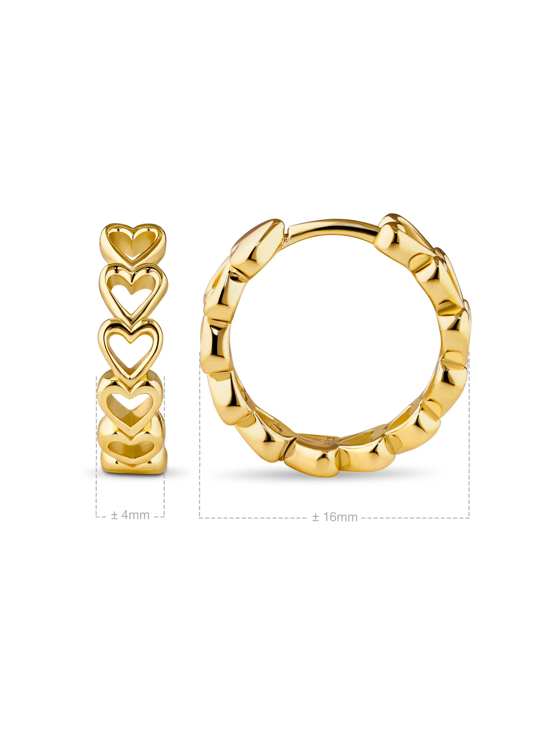 Open Heart Hoop Earrings in Gold Plated Sterling Silver