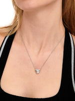DEVATA Contour-lined Heart Necklace in Rhodium Plated Sterling Silver