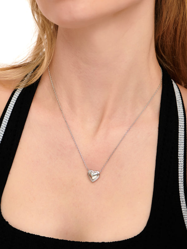 Contour-lined Heart Necklace