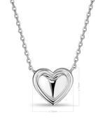 DEVATA Contour-lined Heart Necklace in Rhodium Plated Sterling Silver