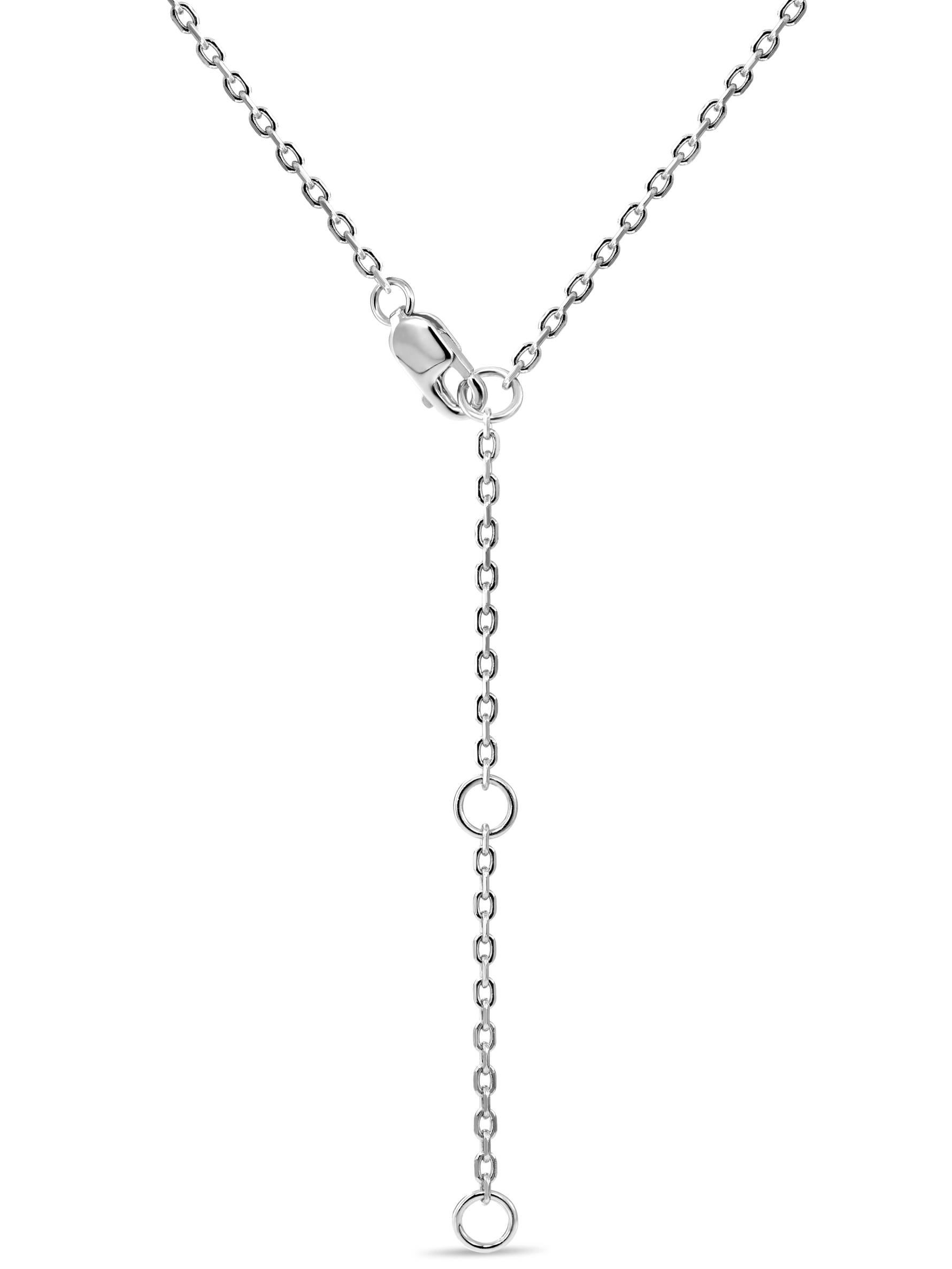 DEVATA Contour-lined Heart Necklace in Rhodium Plated Sterling Silver