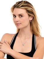 DEVATA Contour-lined Heart Necklace in Rhodium Plated Sterling Silver