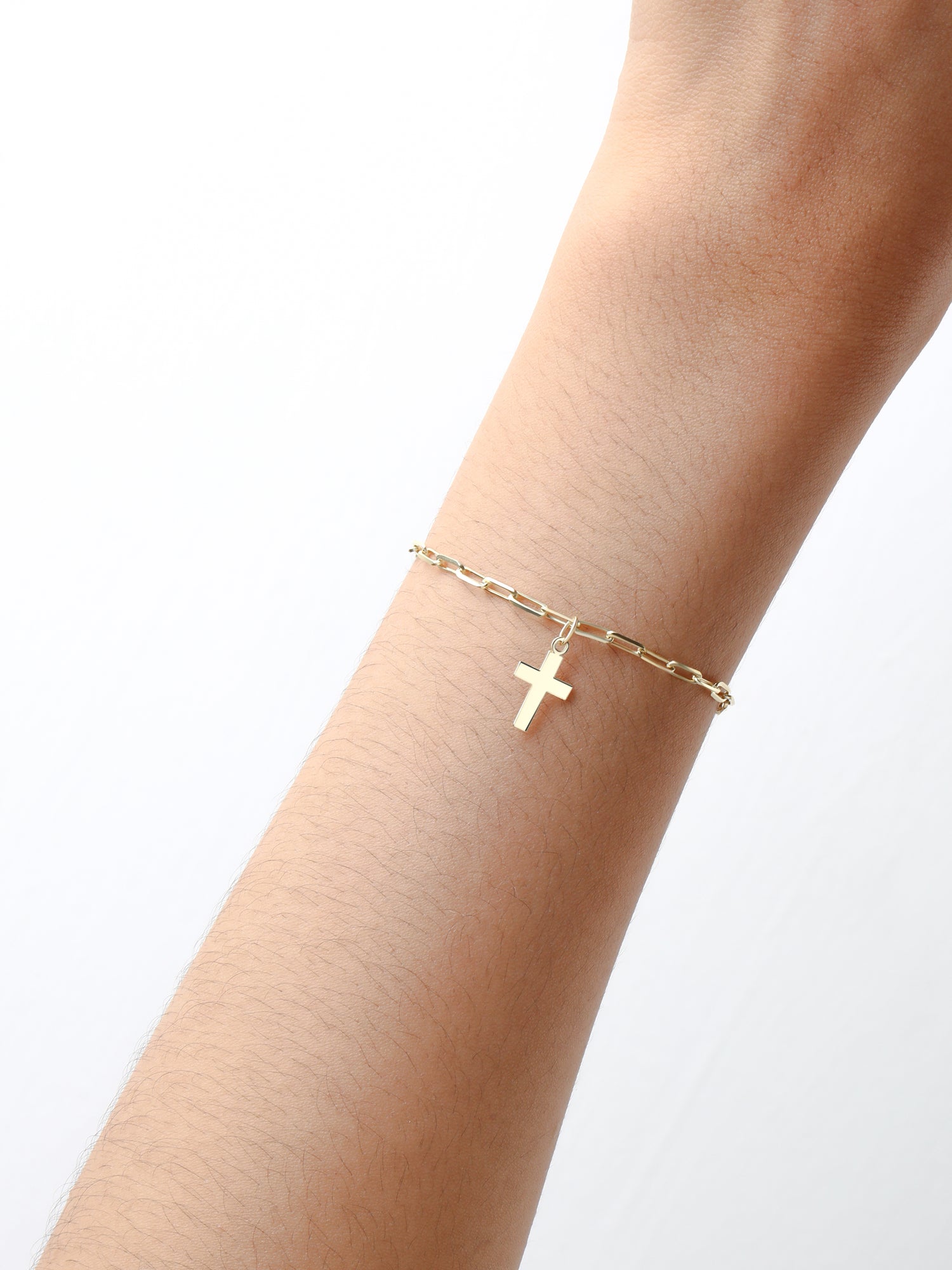 Cross Charm Paperclip Chain Bracelet