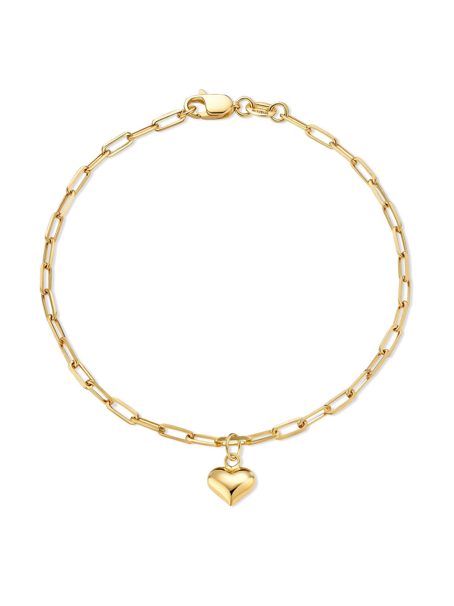 Heart Charm Paperclip Chain Bracelet