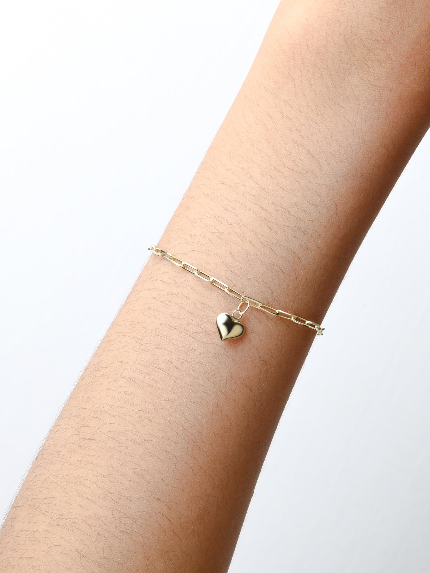 Heart Charm Paperclip Chain Bracelet