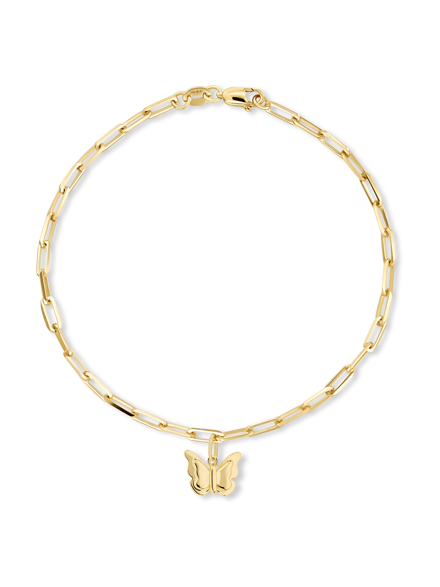 Butterfly Charm with Paperclip Chain Bracelet