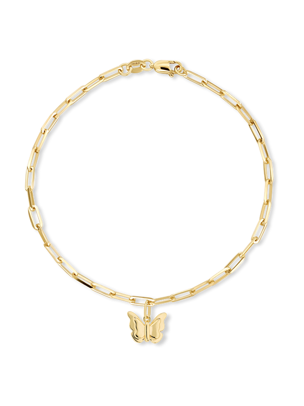 Butterfly Charm with Paperclip Chain Bracelet