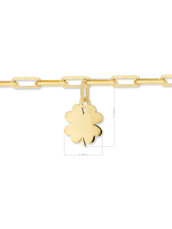 Clover Heart Charm with Paperclip Chain Bracelet