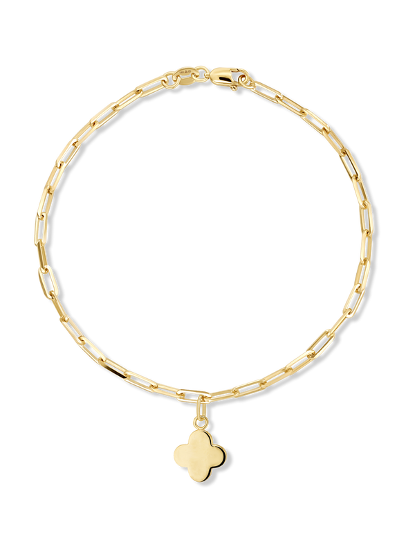 Clover Charm with Paperclip Chain Bracelet