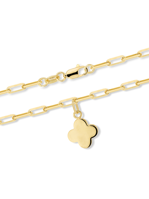 Clover Charm with Paperclip Chain Bracelet