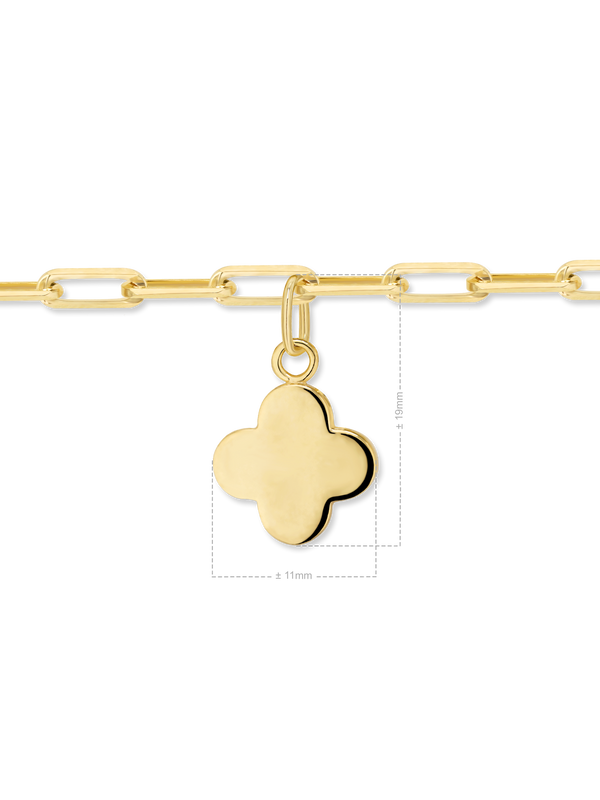 Clover Charm with Paperclip Chain Bracelet