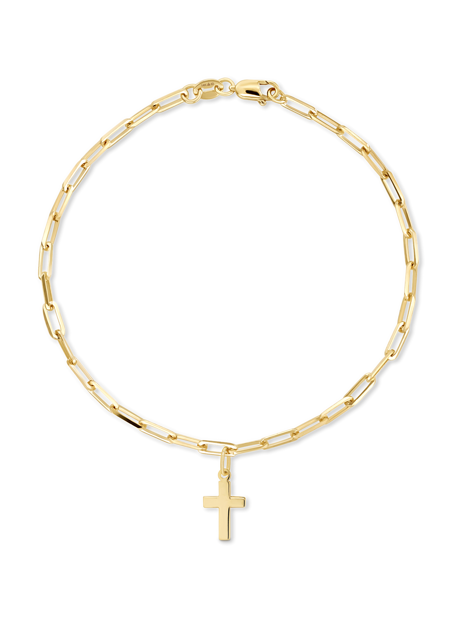 Cross Charm with Paperclip Chain Bracelet