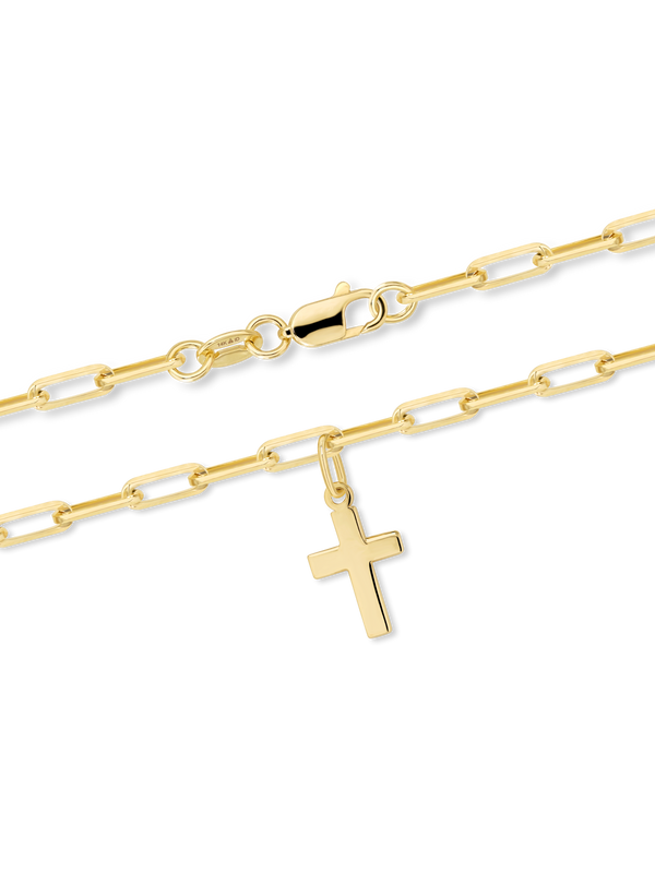Cross Charm with Paperclip Chain Bracelet