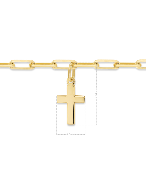 Cross Charm with Paperclip Chain Bracelet