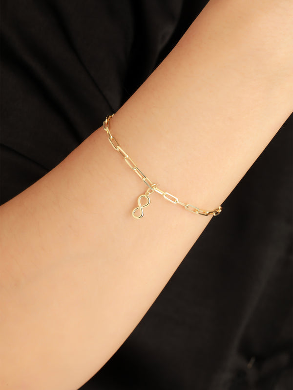 Infinity Charm with Paperclip Chain Bracelet