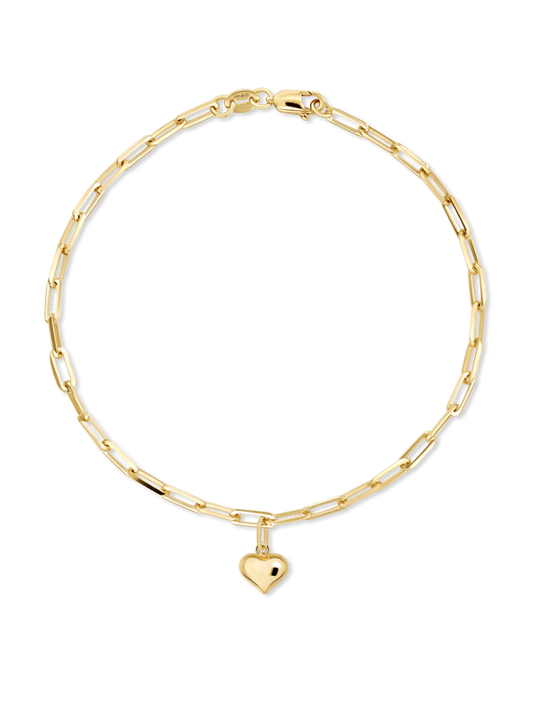 Sweet Heart Charm with Paperclip Chain Bracelet