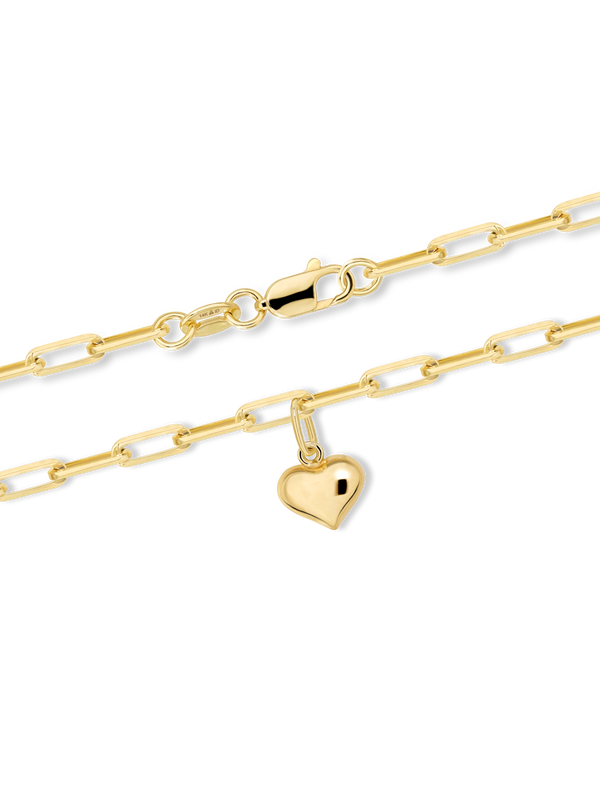 Sweet Heart Charm with Paperclip Chain Bracelet