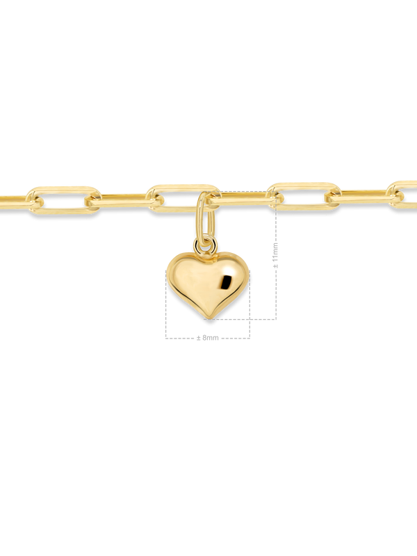 Sweet Heart Charm with Paperclip Chain Bracelet