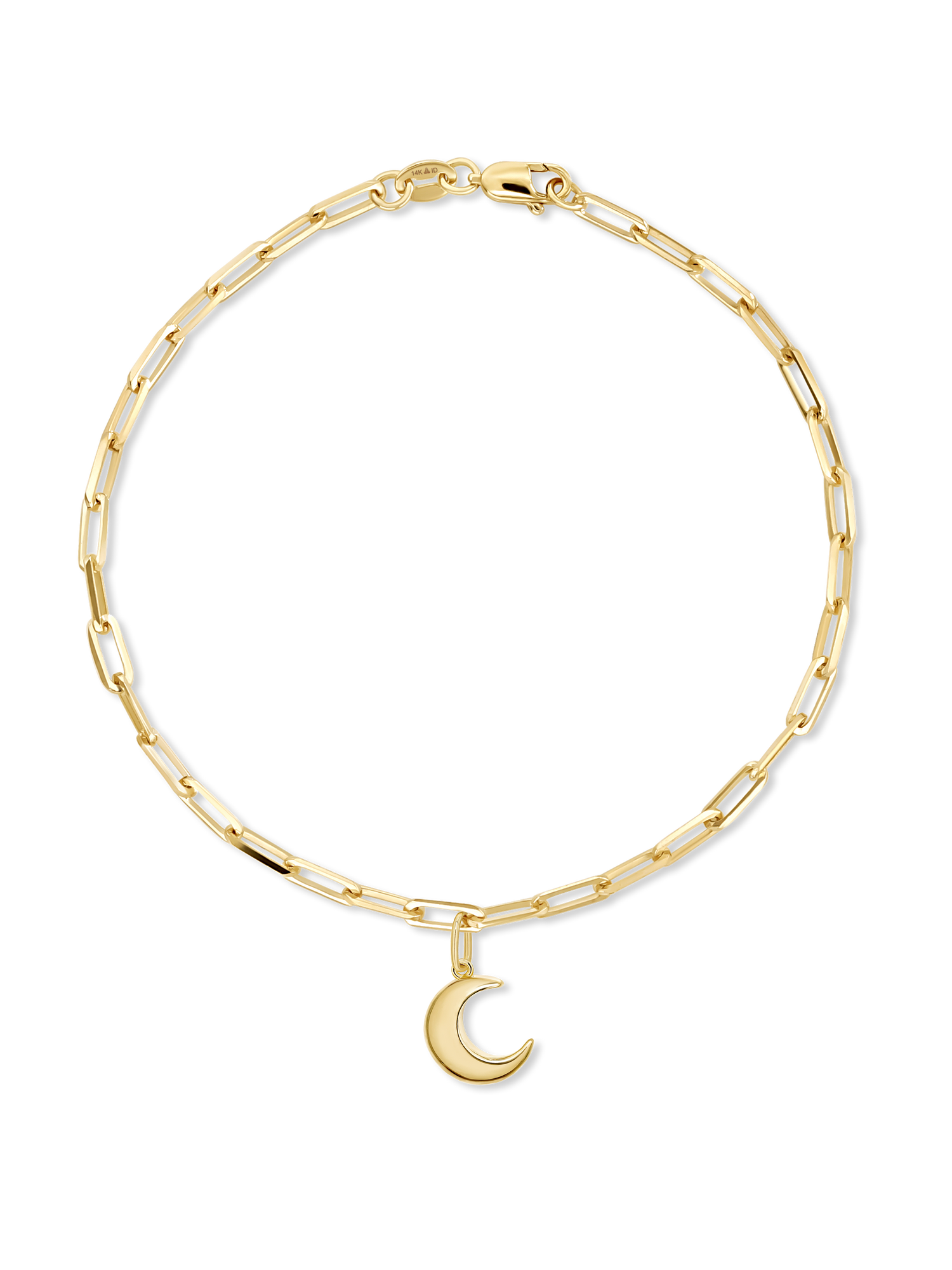 Crescent Moon Charm with Paperclip Chain Bracelet