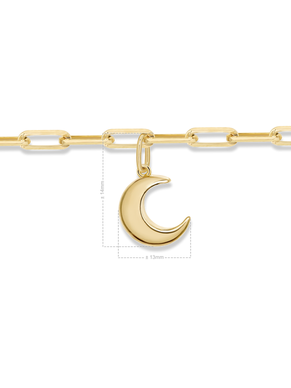 Crescent Moon Charm with Paperclip Chain Bracelet