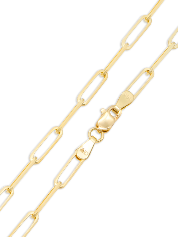 14K Gold Paper Clip Diamond Cut Chain Necklace 2.8mm