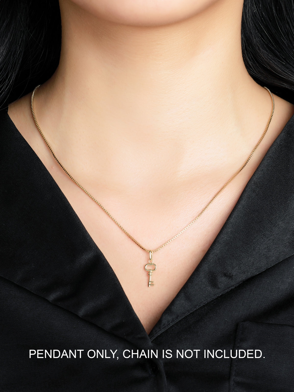 Key Charm Pendant in 14K Solid Gold