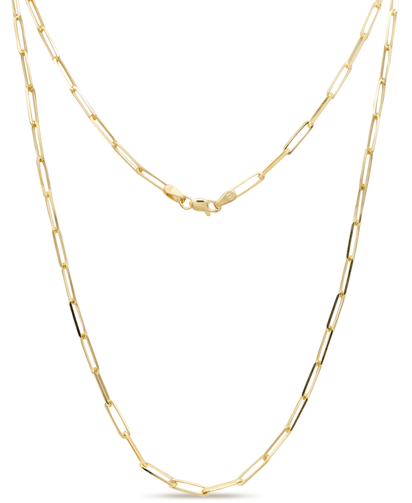 14K Gold Paper Clip Diamond Cut Chain Necklace 2.8mm