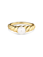 DEVATA Freshwater Pearl on Rope Ring in Gold Plated Sterling Silver