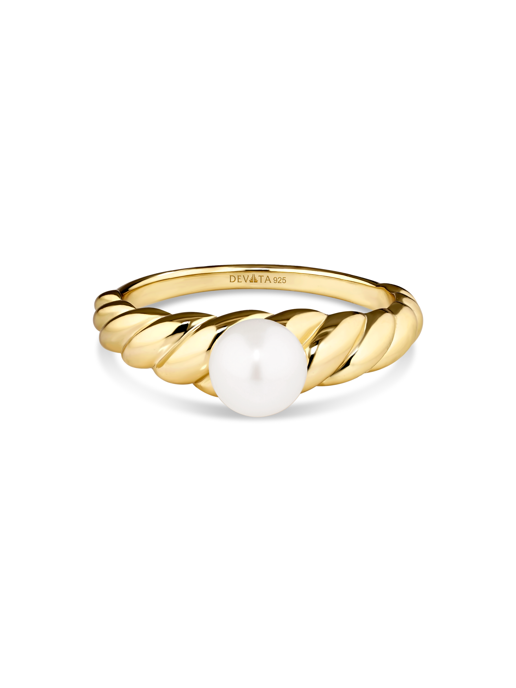 DEVATA Freshwater Pearl on Rope Ring in Gold Plated Sterling Silver#gold-plated