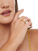 DEVATA Freshwater Pearl on Rope Ring in Gold Plated Sterling Silver