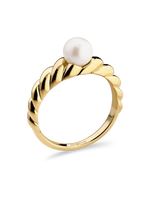 DEVATA Freshwater Pearl on Rope Ring in Gold Plated Sterling Silver