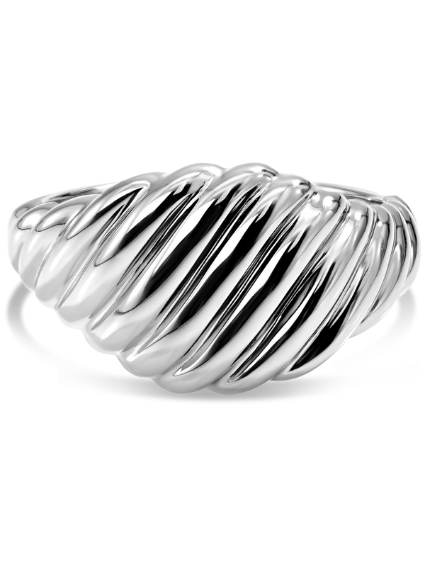 DEVATA Rope Ring  Rhodium Plated Sterling Silver 