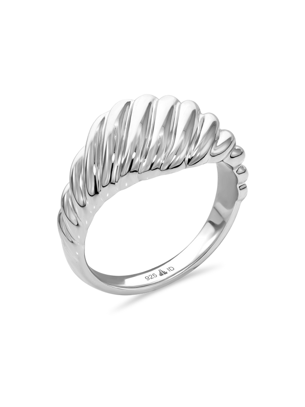 DEVATA Rope Ring  Rhodium Plated Sterling Silver 