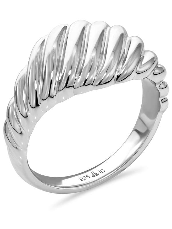 DEVATA Rope Ring  Rhodium Plated Sterling Silver 