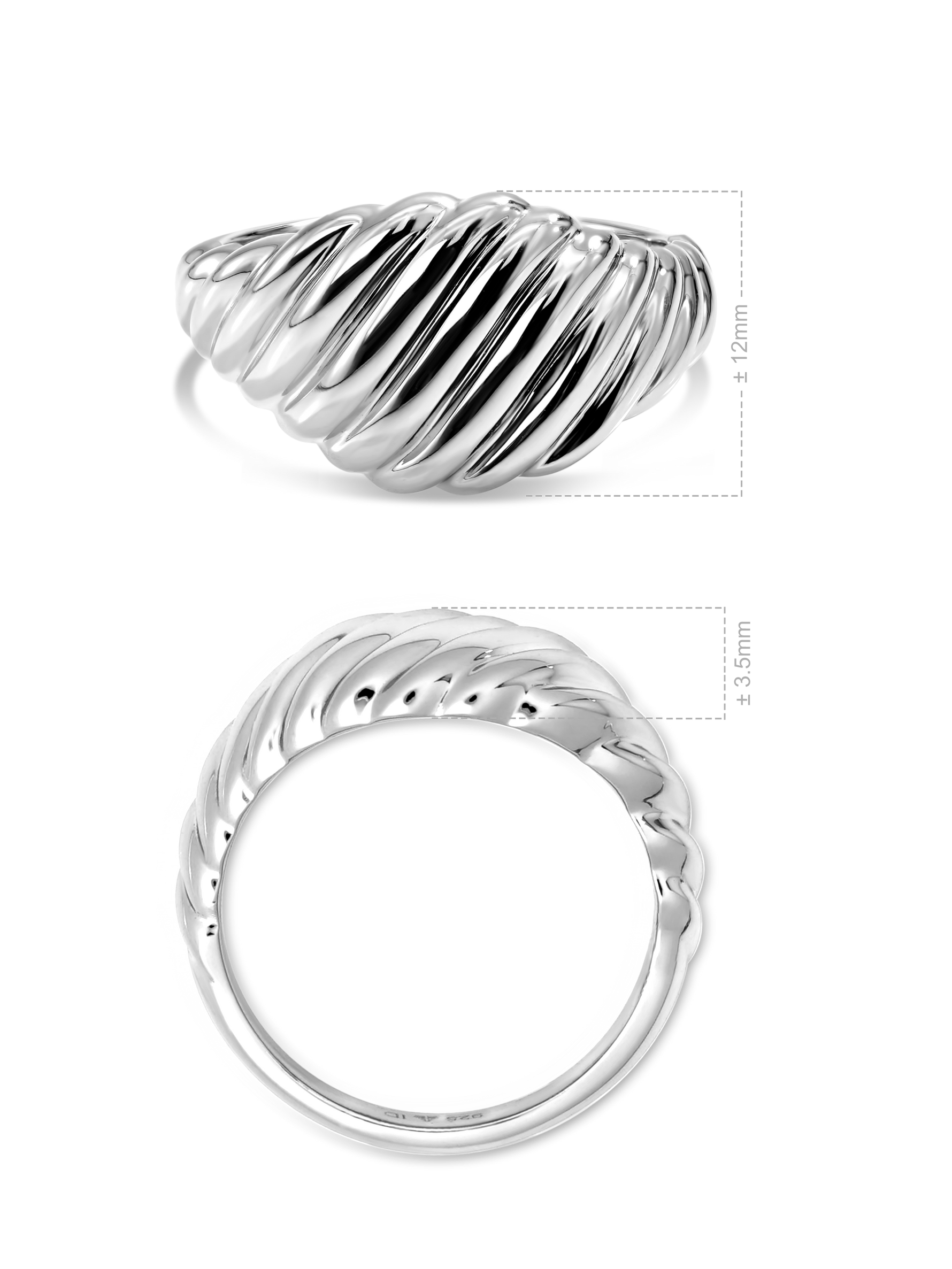 DEVATA Rope Ring in Rhodium Plated Sterling Silver