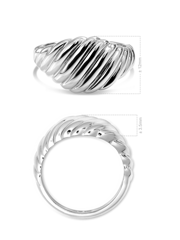 DEVATA Rope Ring  Rhodium Plated Sterling Silver 
