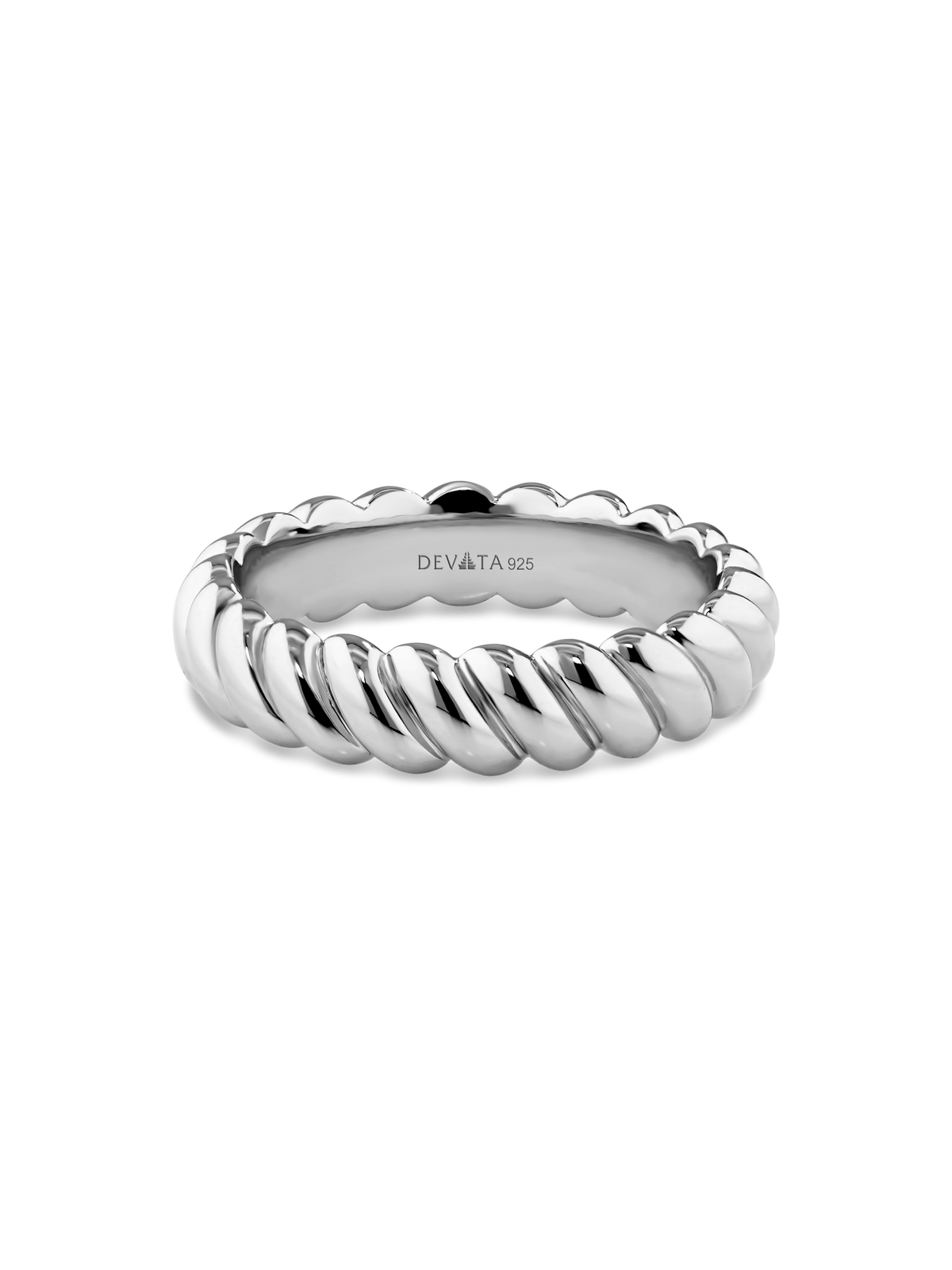 DEVATA Rope Band Ring in Rhodium Plated Sterling Silver