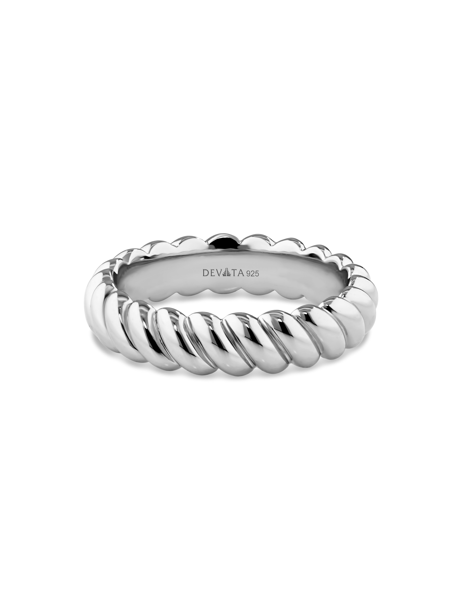 DEVATA Rope Band Ring in Rhodium Plated Sterling Silver