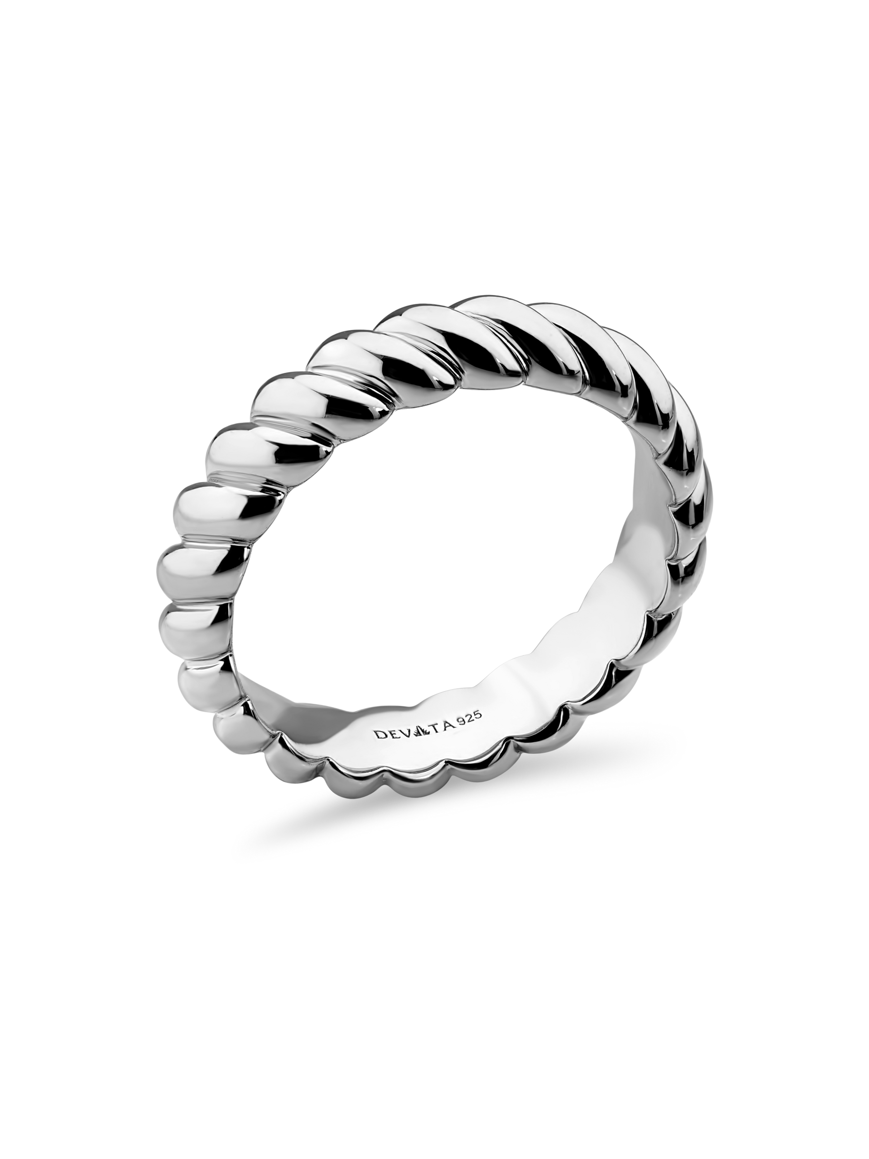 DEVATA Rope Band Ring in Rhodium Plated Sterling Silver