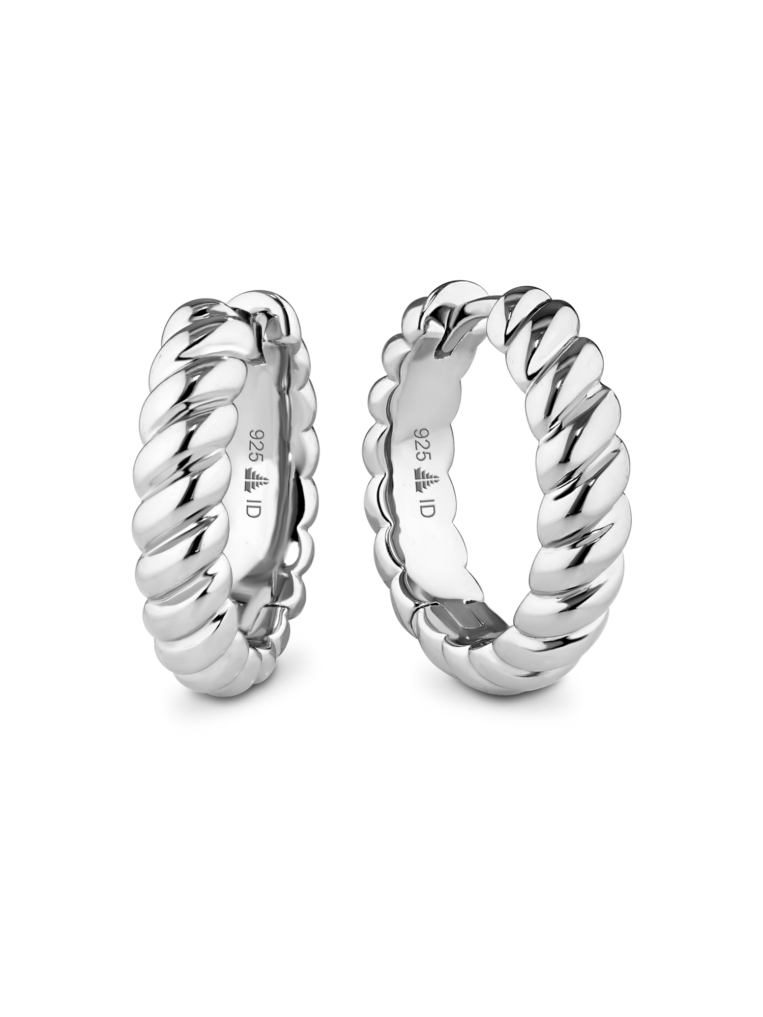 Rope Hoop Earrings in Rhodium Plated Sterling Silver